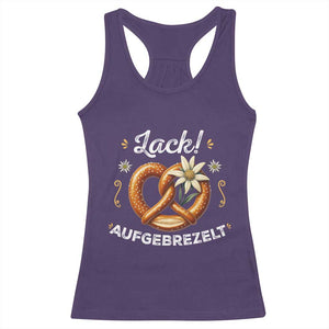Zack Aufgebrezelt Oktoberfest Racerback Tank Top Dress Up Funny Pretzel Edelweiss Bavarian Festival TS02 Purple Print Your Wear