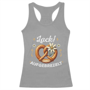 Zack Aufgebrezelt Oktoberfest Racerback Tank Top Dress Up Funny Pretzel Edelweiss Bavarian Festival TS02 Sport Gray Print Your Wear