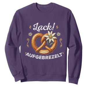 Zack Aufgebrezelt Oktoberfest Sweatshirt Dress Up Funny Pretzel Edelweiss Bavarian Festival TS02 Purple Print Your Wear