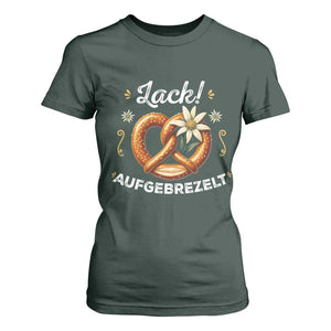 Zack Aufgebrezelt Oktoberfest T Shirt For Women Dress Up Funny Pretzel Edelweiss Bavarian Festival TS02 Dark Forest Green Print Your Wear