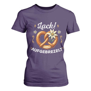 Zack Aufgebrezelt Oktoberfest T Shirt For Women Dress Up Funny Pretzel Edelweiss Bavarian Festival TS02 Purple Print Your Wear