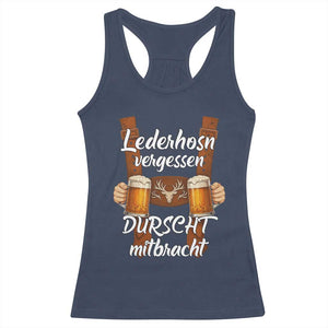 Lederhosen Forgotten Oktoberfest Racerback Tank Top Durscht Mitbracht Funny Beer Drinking TS02 Navy Print Your Wear