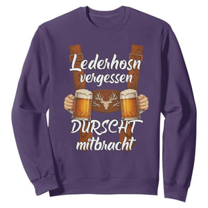 Lederhosen Forgotten Oktoberfest Sweatshirt Durscht Mitbracht Funny Beer Drinking TS02 Purple Print Your Wear