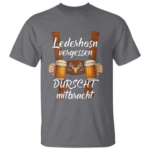 Lederhosen Forgotten Oktoberfest T Shirt Durscht Mitbracht Funny Beer Drinking TS02 Charcoal Print Your Wear
