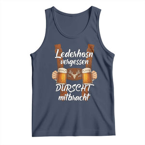 Lederhosen Forgotten Oktoberfest Tank Top Durscht Mitbracht Funny Beer Drinking TS02 Navy Print Your Wear