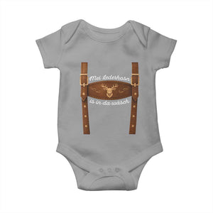 Funny Lederhosen Costume Alternative for Oktoberfest Baby Onesie Mei Lederhosn Is In Da Wasch TS02 Sport Gray Print Your Wear