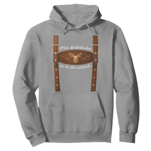 Funny Lederhosen Costume Alternative for Oktoberfest Hoodie Mei Lederhosn Is In Da Wasch TS02 Sport Gray Print Your Wear