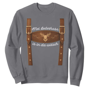 Funny Lederhosen Costume Alternative for Oktoberfest Sweatshirt Mei Lederhosn Is In Da Wasch TS02 Charcoal Print Your Wear