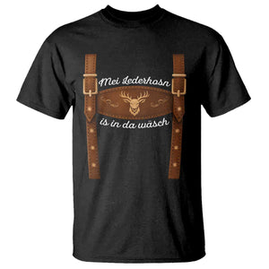 Funny Lederhosen Costume Alternative for Oktoberfest T Shirt Mei Lederhosn Is In Da Wasch TS02 Black Print Your Wear