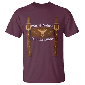 Funny Lederhosen Costume Alternative for Oktoberfest T Shirt Mei Lederhosn Is In Da Wasch TS02 Maroon Print Your Wear