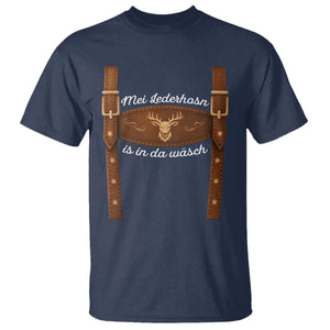 Funny Lederhosen Costume Alternative for Oktoberfest T Shirt Mei Lederhosn Is In Da Wasch TS02 Navy Print Your Wear