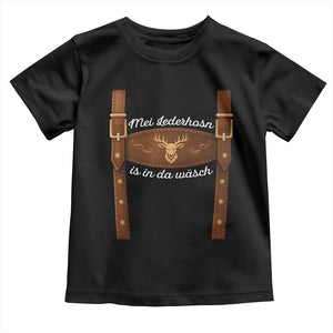 Funny Lederhosen Costume Alternative for Oktoberfest Toddler T Shirt Mei Lederhosn Is In Da Wasch TS02 Black Print Your Wear