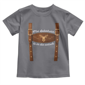 Funny Lederhosen Costume Alternative for Oktoberfest Toddler T Shirt Mei Lederhosn Is In Da Wasch TS02 Charcoal Print Your Wear