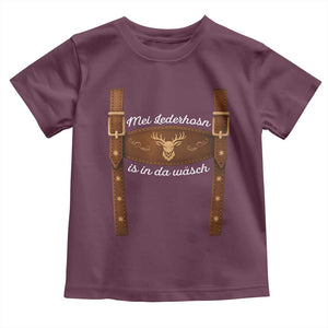 Funny Lederhosen Costume Alternative for Oktoberfest Toddler T Shirt Mei Lederhosn Is In Da Wasch TS02 Maroon Print Your Wear