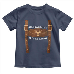 Funny Lederhosen Costume Alternative for Oktoberfest Toddler T Shirt Mei Lederhosn Is In Da Wasch TS02 Navy Print Your Wear