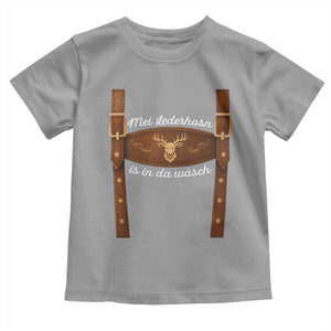 Funny Lederhosen Costume Alternative for Oktoberfest Toddler T Shirt Mei Lederhosn Is In Da Wasch TS02 Sport Gray Print Your Wear