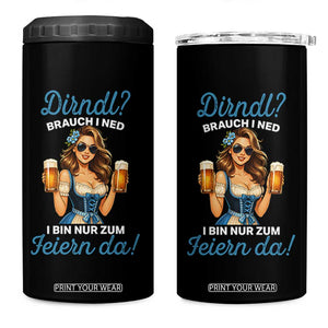 Funny Beer Girl Oktoberfest 4 in 1 Can Cooler Tumbler Dirndle I Bin Nur Zum Feiern Da Party TS02 One Size: 16 oz Black Print Your Wear