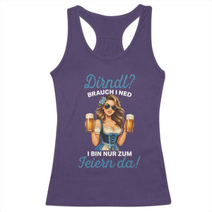 Funny Beer Girl Oktoberfest Racerback Tank Top Dirndle I Bin Nur Zum Feiern Da Party TS02 Purple Print Your Wear