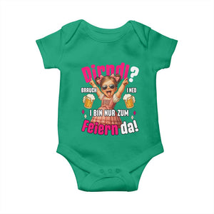 Funny Cute Girl Oktoberfest Baby Onesie Dirndle I Bin Nur Zum Feiern Da Party TS02 Irish Green Print Your Wear