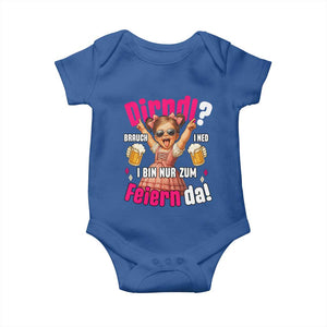 Funny Cute Girl Oktoberfest Baby Onesie Dirndle I Bin Nur Zum Feiern Da Party TS02 Royal Blue Print Your Wear