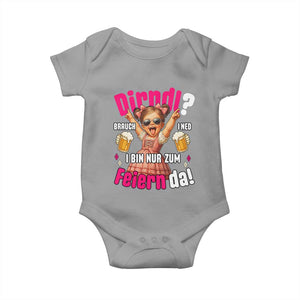 Funny Cute Girl Oktoberfest Baby Onesie Dirndle I Bin Nur Zum Feiern Da Party TS02 Sport Gray Print Your Wear