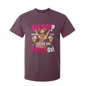 Funny Cute Girl Oktoberfest T Shirt For Kid Dirndle I Bin Nur Zum Feiern Da Party TS02 Maroon Print Your Wear
