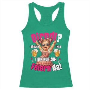 Funny Cute Girl Oktoberfest Racerback Tank Top Dirndle I Bin Nur Zum Feiern Da Party TS02 Irish Green Print Your Wear