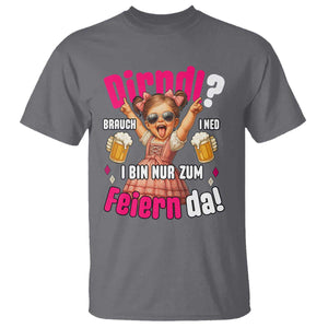 Funny Cute Girl Oktoberfest T Shirt Dirndle I Bin Nur Zum Feiern Da Party TS02 Charcoal Print Your Wear