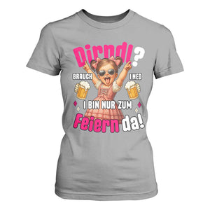 Funny Cute Girl Oktoberfest T Shirt For Women Dirndle I Bin Nur Zum Feiern Da Party TS02 Sport Gray Print Your Wear