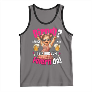 Funny Cute Girl Oktoberfest Tank Top Dirndle I Bin Nur Zum Feiern Da Party TS02 Deep Heather Black Print Your Wear