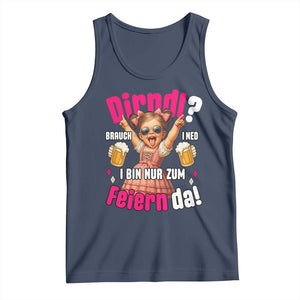 Funny Cute Girl Oktoberfest Tank Top Dirndle I Bin Nur Zum Feiern Da Party TS02 Navy Print Your Wear