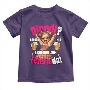 Funny Cute Girl Oktoberfest Toddler T Shirt Dirndle I Bin Nur Zum Feiern Da Party TS02 Purple Print Your Wear