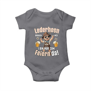 Funny Cute Boy Lederhosen Oktoberfest Baby Onesie Lederhosn I Bin Nur Zum Feiern Da Party TS02 Charcoal Print Your Wear