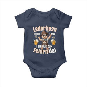 Funny Cute Boy Lederhosen Oktoberfest Baby Onesie Lederhosn I Bin Nur Zum Feiern Da Party TS02 Navy Print Your Wear