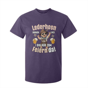 Funny Cute Boy Lederhosen Oktoberfest T Shirt For Kid Lederhosn I Bin Nur Zum Feiern Da Party TS02 Purple Print Your Wear