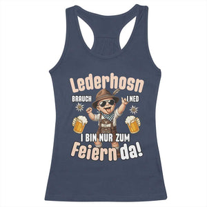 Funny Cute Boy Lederhosen Oktoberfest Racerback Tank Top Lederhosn I Bin Nur Zum Feiern Da Party TS02 Navy Print Your Wear