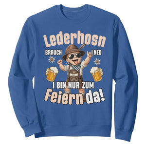 Funny Cute Boy Lederhosen Oktoberfest Sweatshirt Lederhosn I Bin Nur Zum Feiern Da Party TS02 Royal Blue Print Your Wear