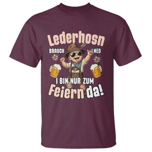 Funny Cute Boy Lederhosen Oktoberfest T Shirt Lederhosn I Bin Nur Zum Feiern Da Party TS02 Maroon Print Your Wear