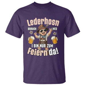 Funny Cute Boy Lederhosen Oktoberfest T Shirt Lederhosn I Bin Nur Zum Feiern Da Party TS02 Purple Print Your Wear