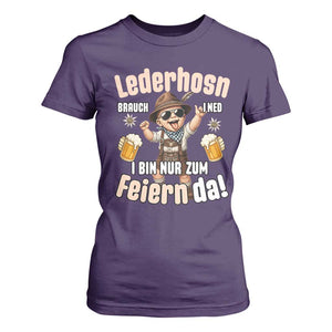 Funny Cute Boy Lederhosen Oktoberfest T Shirt For Women Lederhosn I Bin Nur Zum Feiern Da Party TS02 Purple Print Your Wear