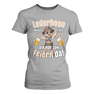 Funny Cute Boy Lederhosen Oktoberfest T Shirt For Women Lederhosn I Bin Nur Zum Feiern Da Party TS02 Sport Gray Print Your Wear