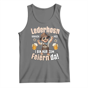 Funny Cute Boy Lederhosen Oktoberfest Tank Top Lederhosn I Bin Nur Zum Feiern Da Party TS02 Black Heather Print Your Wear