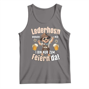 Funny Cute Boy Lederhosen Oktoberfest Tank Top Lederhosn I Bin Nur Zum Feiern Da Party TS02 Deep Heather Print Your Wear