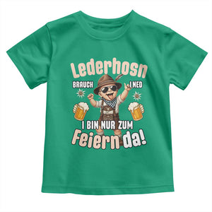 Funny Cute Boy Lederhosen Oktoberfest Toddler T Shirt Lederhosn I Bin Nur Zum Feiern Da Party TS02 Irish Green Print Your Wear