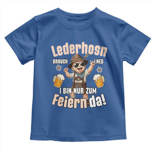 Funny Cute Boy Lederhosen Oktoberfest Toddler T Shirt Lederhosn I Bin Nur Zum Feiern Da Party TS02 Royal Blue Print Your Wear