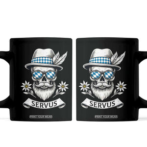 Bavarian Skull Servus Oktoberfest Coffee Mug Cool Alpine Hat Tyrolean German Tradition Style TS02 Black Print Your Wear
