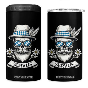 Bavarian Skull Servus Oktoberfest 4 in 1 Can Cooler Tumbler Cool Alpine Hat Tyrolean German Tradition Style TS02 One Size: 16 oz Black Print Your Wear