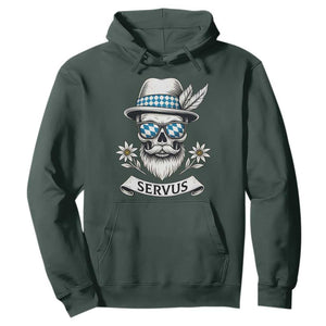 Bavarian Skull Servus Oktoberfest Hoodie Cool Alpine Hat Tyrolean German Tradition Style TS02 Dark Forest Green Print Your Wear