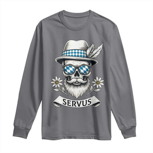 Bavarian Skull Servus Oktoberfest Long Sleeve Shirt Cool Alpine Hat Tyrolean German Tradition Style TS02 Charcoal Print Your Wear