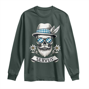 Bavarian Skull Servus Oktoberfest Long Sleeve Shirt Cool Alpine Hat Tyrolean German Tradition Style TS02 Dark Forest Green Print Your Wear